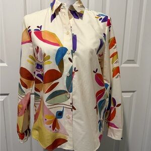 NEW NWT Zara Cream Multicolor Floral Blouse - size small